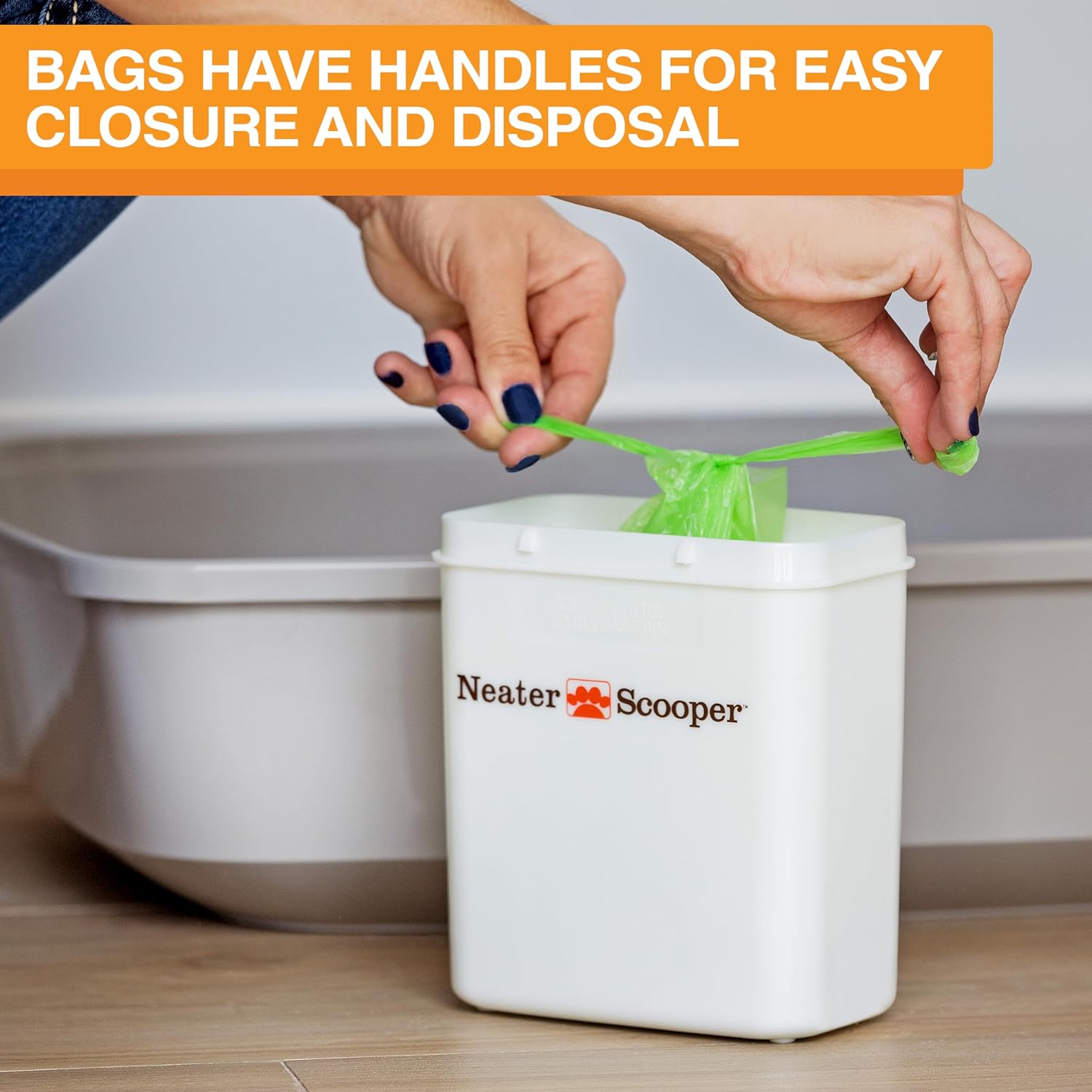 Neater Pets Neater Scooper Standard Cat Litter Scoop, 60 Refill Bags – Mess-Free Cat Litter Scooper with Bag, Spill-Proof Kitty Box Sifter, Bin Doubles as Poop Shovel Holder, for Single-Cat Households