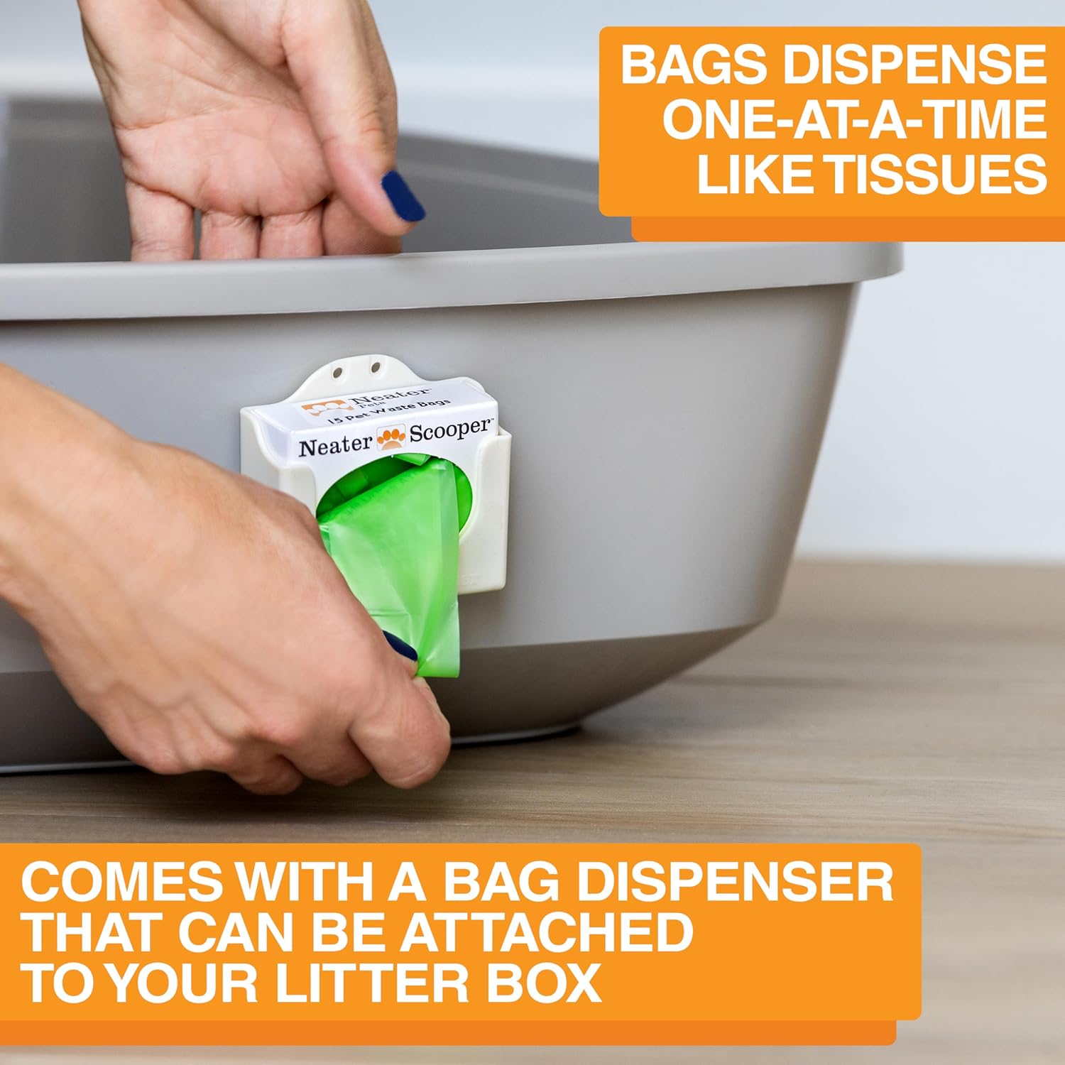 Neater Pets Neater Scooper Standard Cat Litter Scoop, 60 Refill Bags – Mess-Free Cat Litter Scooper with Bag, Spill-Proof Kitty Box Sifter, Bin Doubles as Poop Shovel Holder, for Single-Cat Households